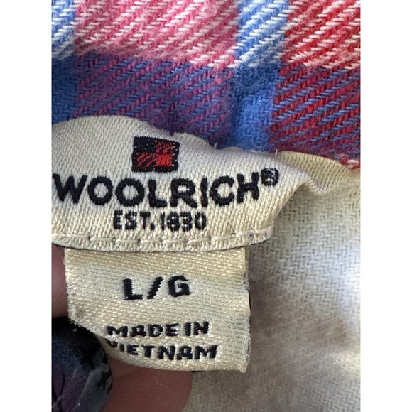 Woolrich‎ Women L Flannel Shirt Red Blue White Plaid Cotton Long Sleeve HLT0669S - Picture 3 of 9